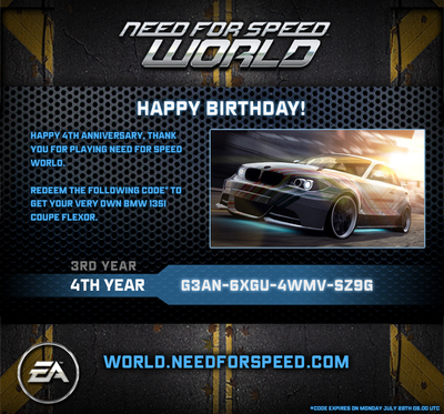 NFS World 4th Birthday